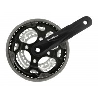 Шатун SUN RACE FCM300 28/38/48T CG (захист ланцюга), під квадрат, L170мм, чорно-сріблястий